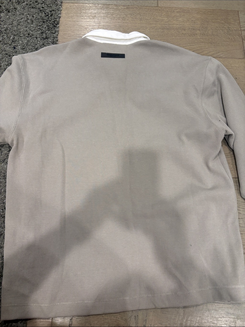 Fear of God ESSENTIALS Beige Rugby Pullover with White Collar - Picture 11 of 15